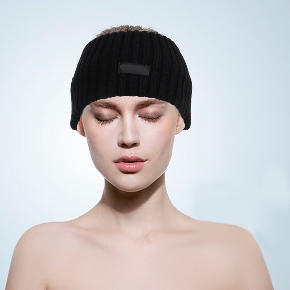 FENGGUIQU 1Pc Wide Knitting Headband Black Cotton Rope Stretchy Hair Decor for Daily Use