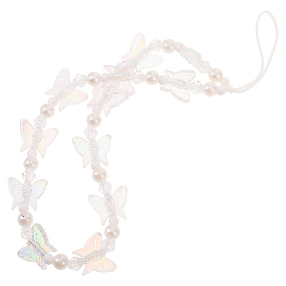 FENGGUIQU 1Pcs Butterfly Phone Strap Mobile Phone String White Plastic Handbag Decoration Everyday Use