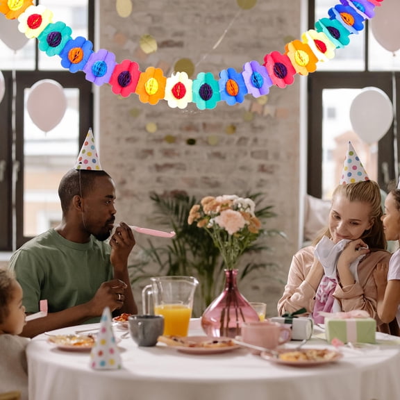 FENGGUIQU Hawaiian Wall Decor Paper Flower Garland Assorted Colors Party Decoration 1 Piece for Luau and Home