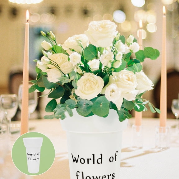FENGGUIQU White Plastic Flower Bucket Multiuse Container for Floral Arrangements and Home Decoration