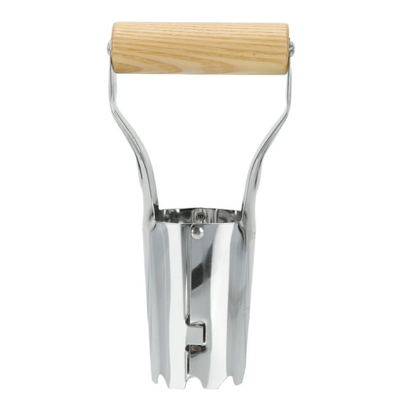 FENGGUIQU 1Pc Garden Transplanting Tube with Stainless Steel and Ergonomic Wooden Handle for Easy Plant Transfer
