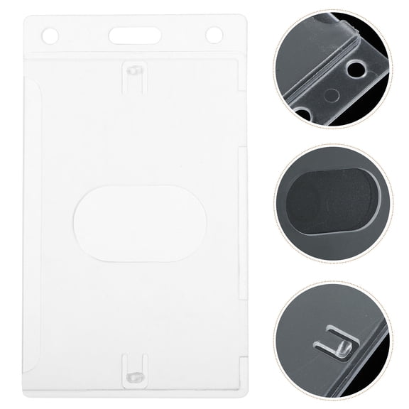 FENGGUIQU 1Pcs Hard Plastic Id Badge Holder Transparent Card Sleeve with Thumb Slot for Quick Identification