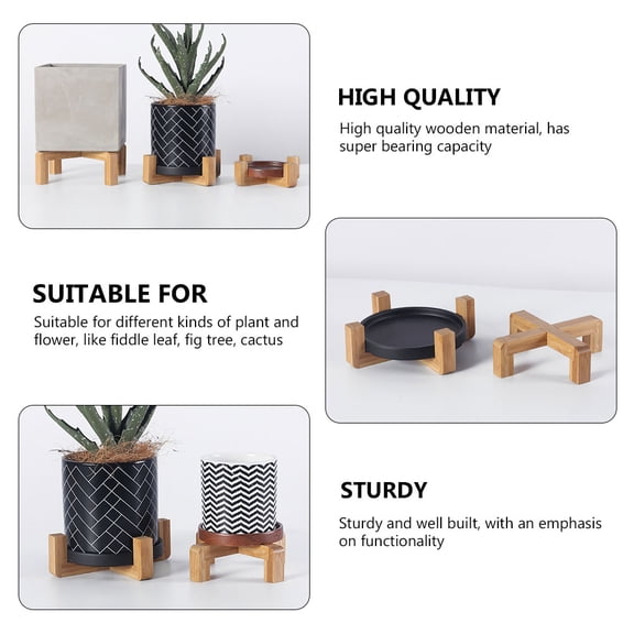 FENGGUIQU 1Pc Wooden Flowerpot Holder Khaki for Home with Sturdy Plant Pot Stand