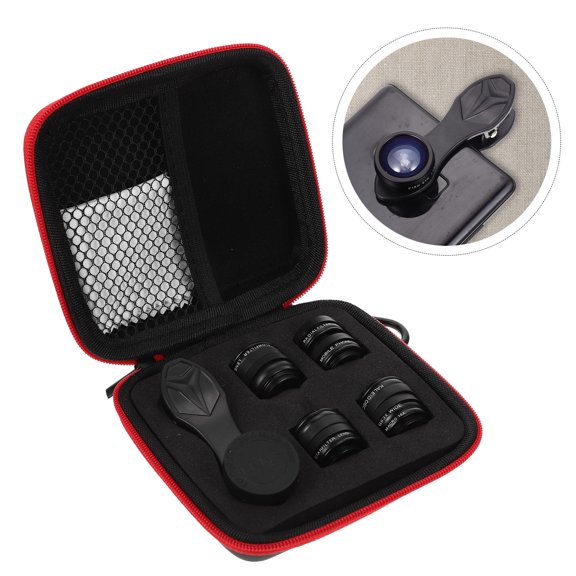FENGGUIQU 1Set Clip on Phone Camera Lens Black Waterproof Wear Resistant Macro Wide Angle Lens
