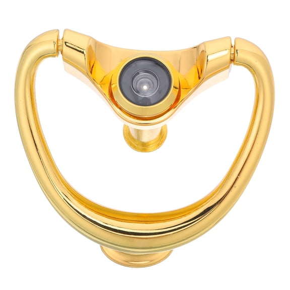 FENGGUIQU 1Set Decorative Zinc Alloy Front Door Ring Pull Knocker in Golden with Builtin Security Peephole