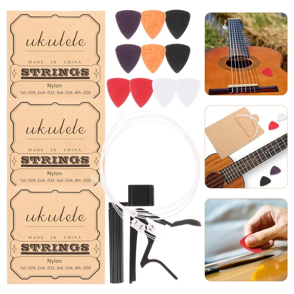 FENGGUIQU 1Set Guitar Maintenance Kit with Capo and Wool Picks for Acoustic Classical and Bass Guitars