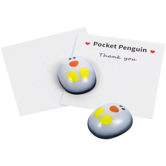 FENGGUIQU 1Set White Glass Penguin Decor Fine Workmanship Desktop Ornament with Greeting Card for Home