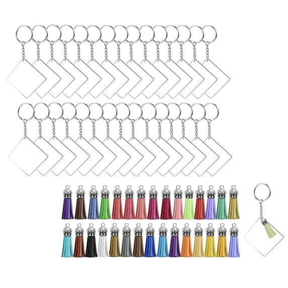 FENGGUIQU Acrylic Keychain DIY Material Assorted Color for Creative Craft Projects 1Set