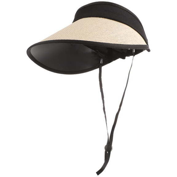 FENGGUIQU Portable Beige Straw Beach Hat Woven Sun Shade Cap for Outdoor Summer Use