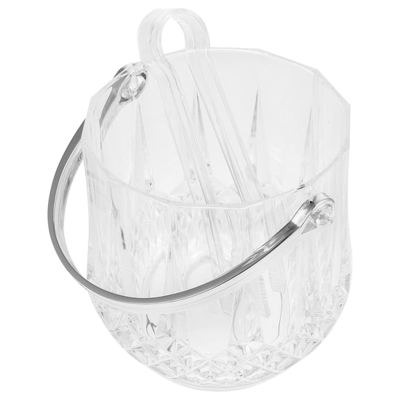 FENGGUIQU Large Capacity Transparent Ice Container with Comfortable Grip and Convenient Ice Clip for Storage