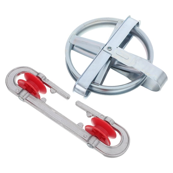 FENGGUIQU 1Set Plated Silver Clothesline Kit with Deep Groove Wheel and Rope Separator for Efficient Clothes Drying