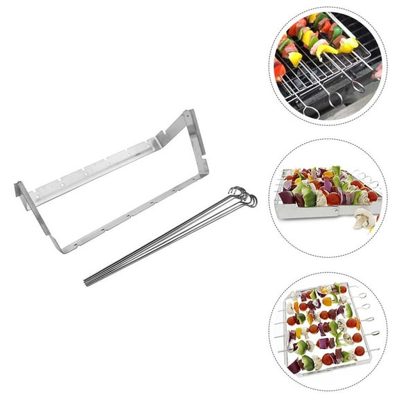 FENGGUIQU Stainless Steel Skewer Rack Set Portable Foldable Grill Rack for Home and Outdoor Use