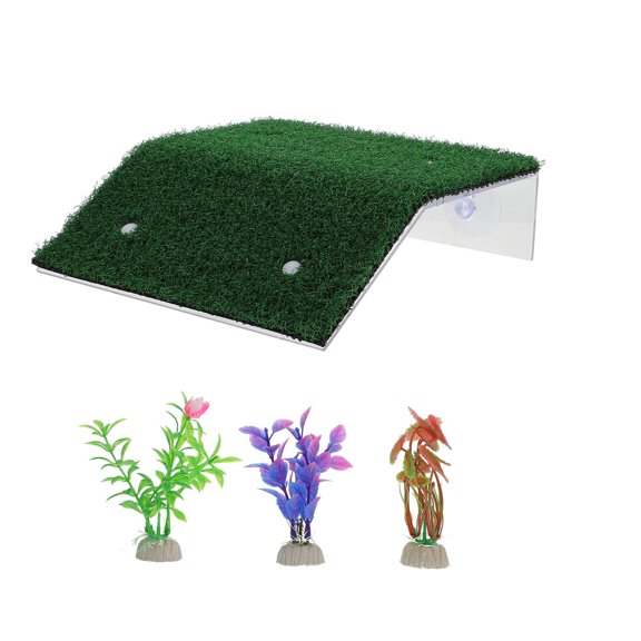 FENGGUIQU 1Set Tortoise Floating Platform Simulation Lawn Plastic Climbing Terrace for Fish Tank