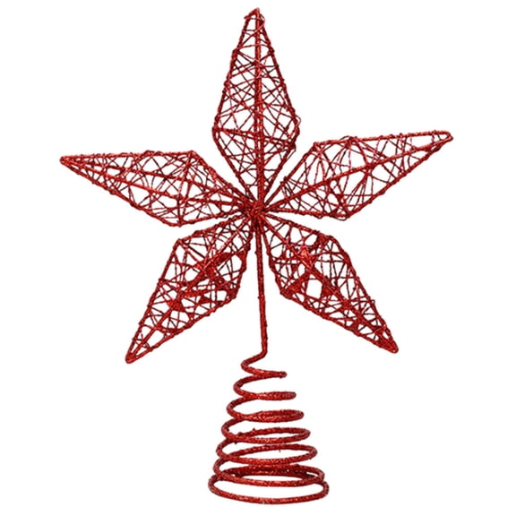 FENGGUIQU 1Set Unique Five Pointed Star Ornament for Christmas Tree Red Iron Decoration
