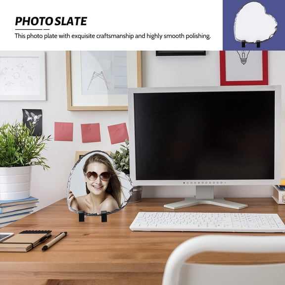FENGGUIQU Heart Shape White Limestone Photo Frame for Home Decoration 1Set