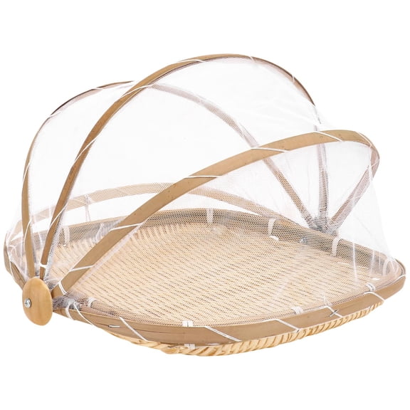 FENGGUIQU 1Pcs Bamboo Food Tray Cap Kitchen Food Cover for Housewives