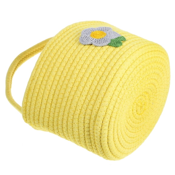 FENGGUIQU Handwoven Yellow Cotton Rope Basket for Home and Office Storage, Organization, and Easy Transport Solution