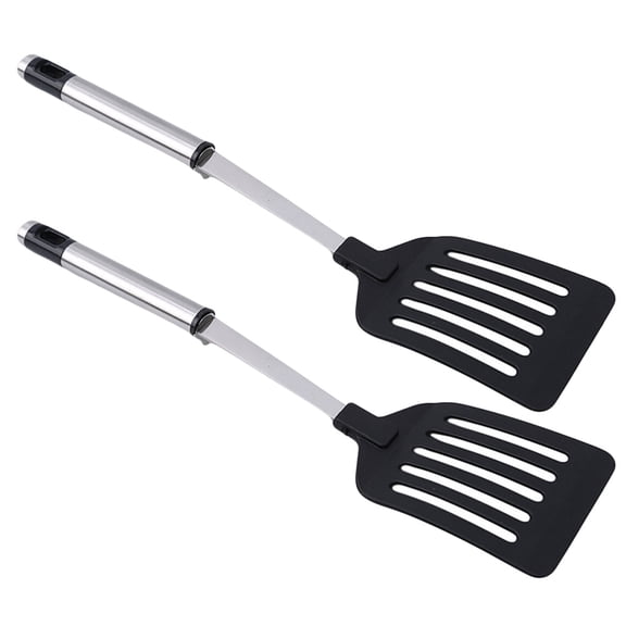 FENGGUIQU Set of 2 Stainless Steel Flat Edge Spatulas for Cooking, Kitchen Utensils, and Easy to Clean
