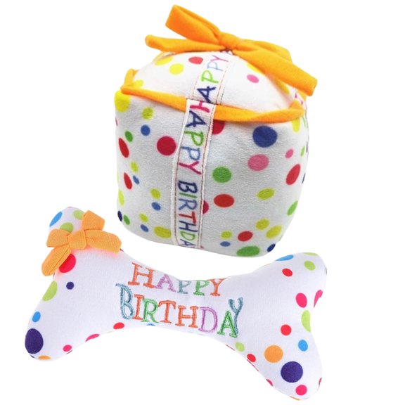 FENGGUIQU 2 Pcs Squeaky Dog Toys Plush Assorted Color Teeth Cleaning for Pet Owners