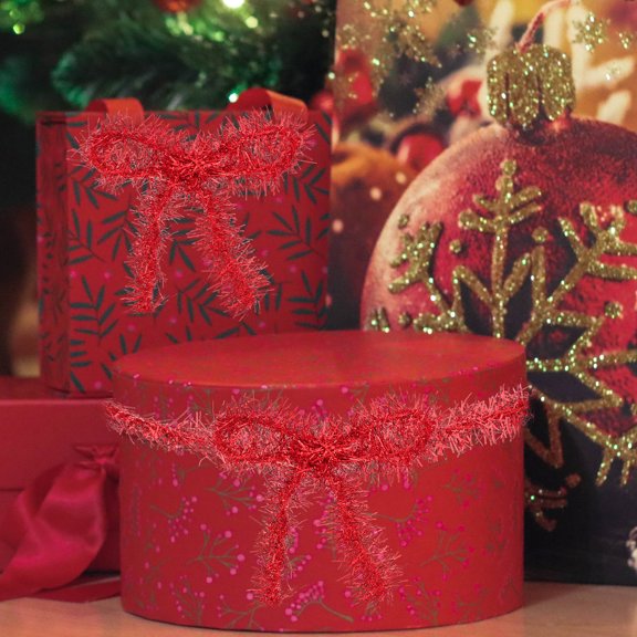 FENGGUIQU 2 Rolls Snow Flake Ribbon Red Plastic Decoration for Christmas Celebrations
