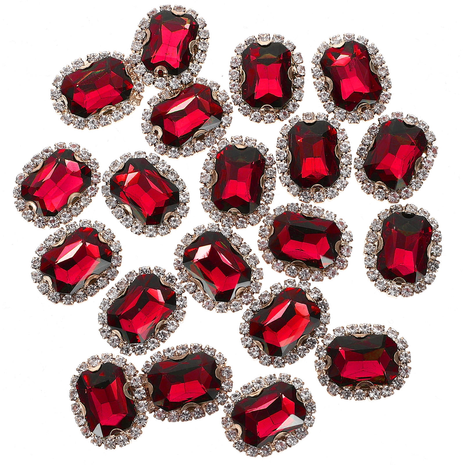 FENGGUIQU 20-Pack Red Sew-On Glass Rhinestones with Copper Backing for ...