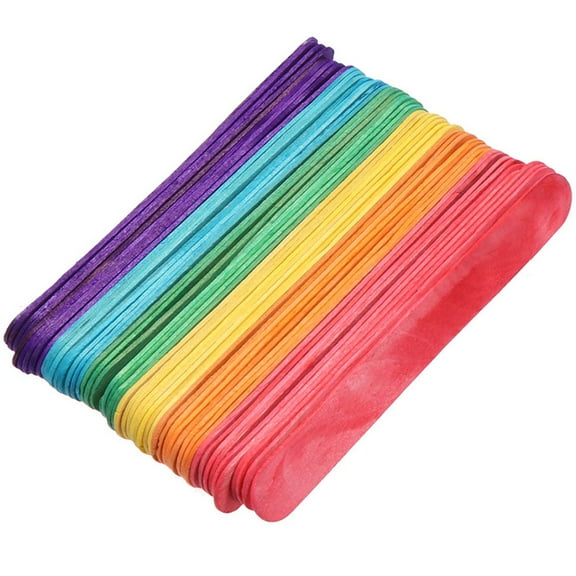 FENGGUIQU 200Pcs Colored Wooden Ice Cream Sticks Smooth Surface Safe for Home Use