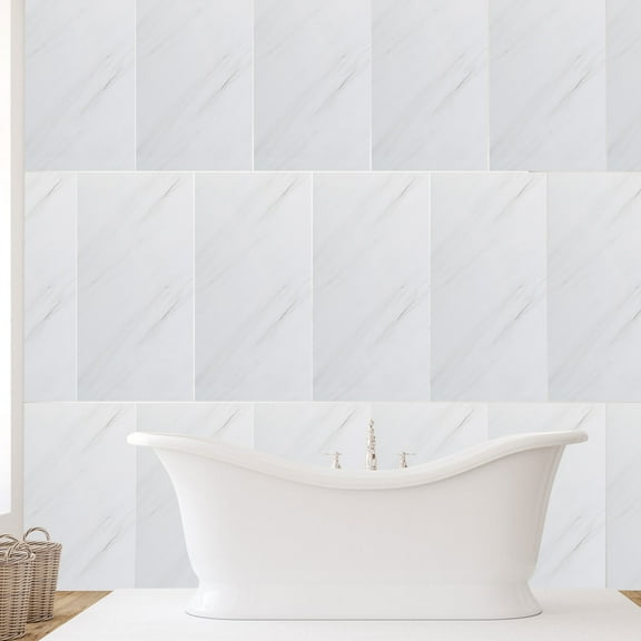 FENGGUIQU 20Pcs 23.58"x11.79" Wall Panels Self-Adhesive Waterproof Marble Pattern Wall Modern Stickers for Bathroom Kitchen Decor