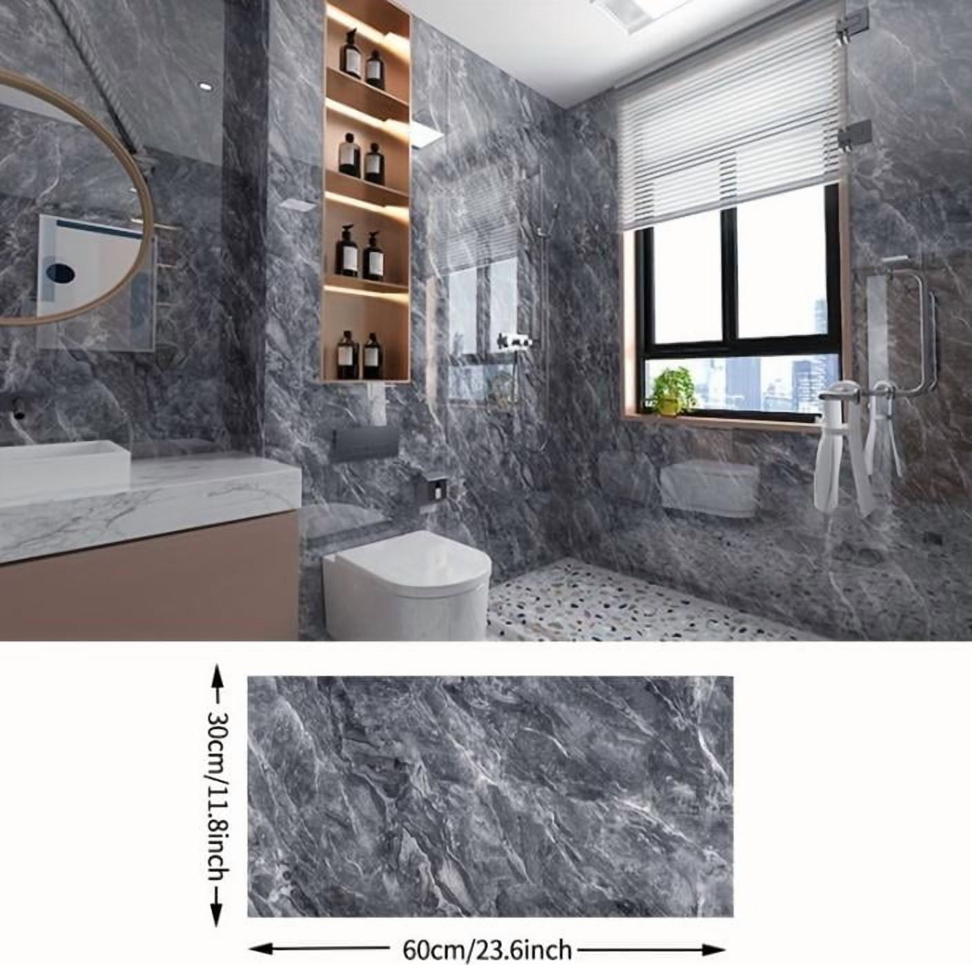 FENGGUIQU 20Pcs 23.58"x11.79" Wall Panels Self-Adhesive Waterproof Marble Pattern Wall Modern Stickers for Bathroom Kitchen Decor