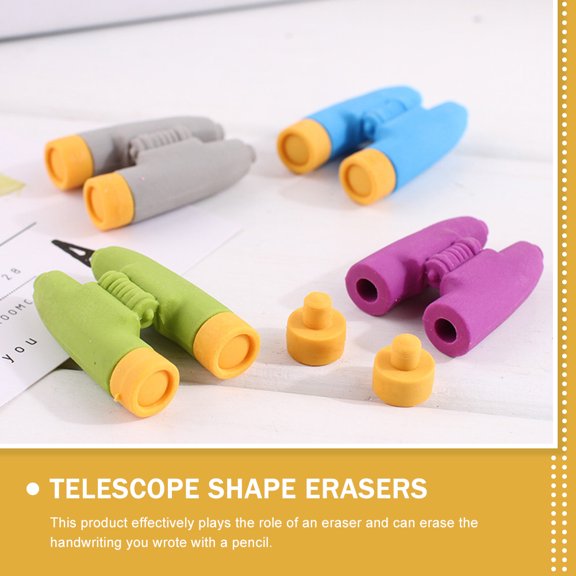 FENGGUIQU 20Pcs Cute Mini Erasers TPR Telescope Shape for Sharing with Classmates