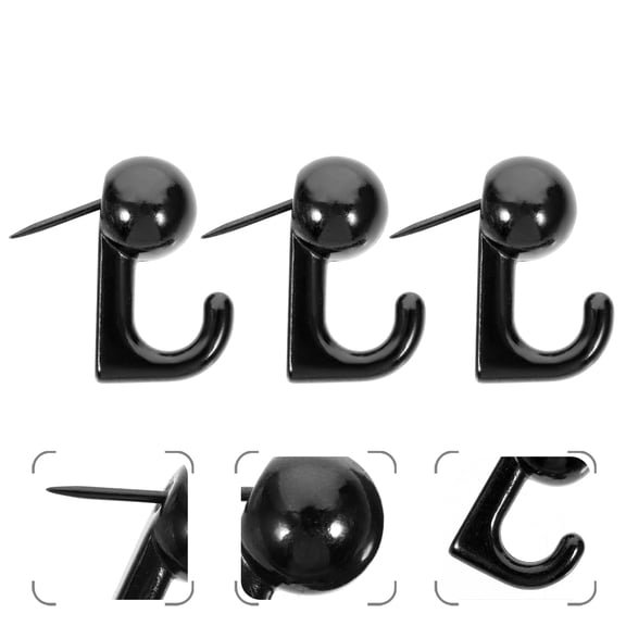 FENGGUIQU Black Zinc Alloy Push Pin Hooks for Hanging Photos Notes and Small Items Home Office Use