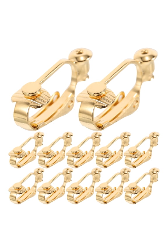 20Pcs Durable Gold Clip on Earring Findings Screw Secure Non Pierced Ear Clips