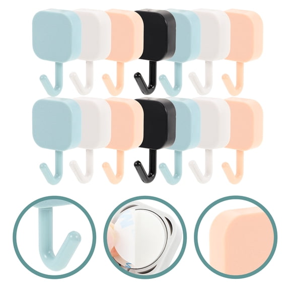 FENGGUIQU 20-Pack Self-Adhesive Hooks for Home Organization, Multi-Functional Wall Storage, Assorted Colors, ABS Material