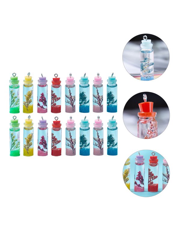 20Pcs Plastic Mini Jar Charms with Bright Colors for DIY Jewelry and Craft Projects