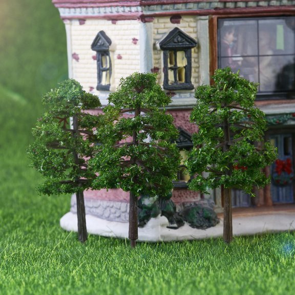 FENGGUIQU 20Pcs Decorative Architectural Model Tree in Dark Green Plastic for Display