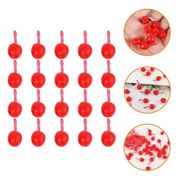 FENGGUIQU 20-Pack Realistic Cherry Fruit Models, Lifelike Red Plastic Decor for Kitchen, Bar, Shop, and Home Decoration