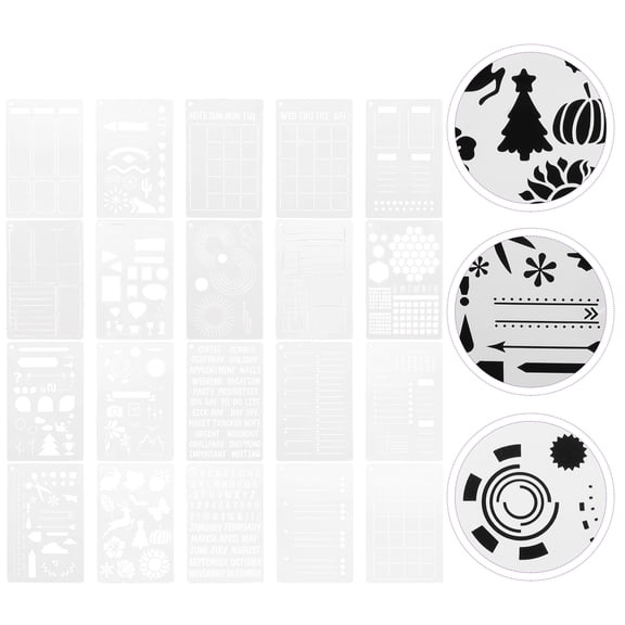 FENGGUIQU 20-Pack Clear Planner Stencils for Journaling and Art Projects, Premium PET Material Templates