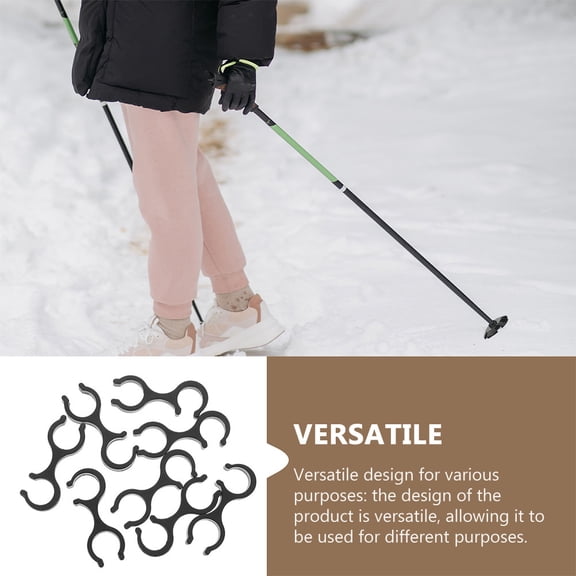 FENGGUIQU Black Plastic Trekking Pole Clips, 20 Pieces Lightweight Walking Cane Connectors for Hiking and Outdoor Use