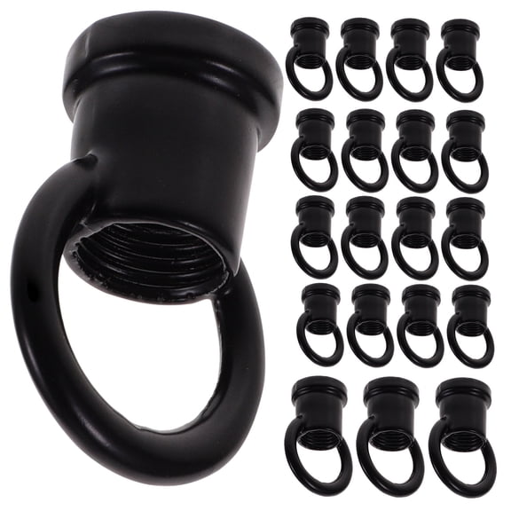 FENGGUIQU 20Pcs Sturdy Zinc Alloy Loop Hooks for Hanging Light Fixtures Black Ceiling Replacement