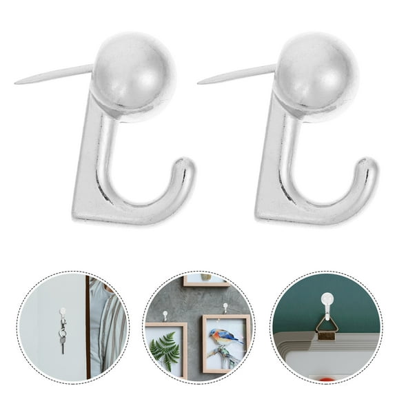 FENGGUIQU 20pcs Silver Zinc Alloy Push Pin Hooks for Storage Use on Bulletin Cork Boards and Pictures