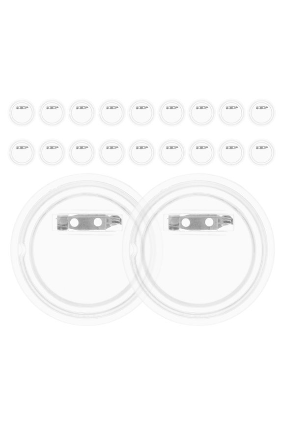 20pcs Transparent Acrylic Badge Shells for DIY Badge Making Supplies with Metal Pins for Daily Use