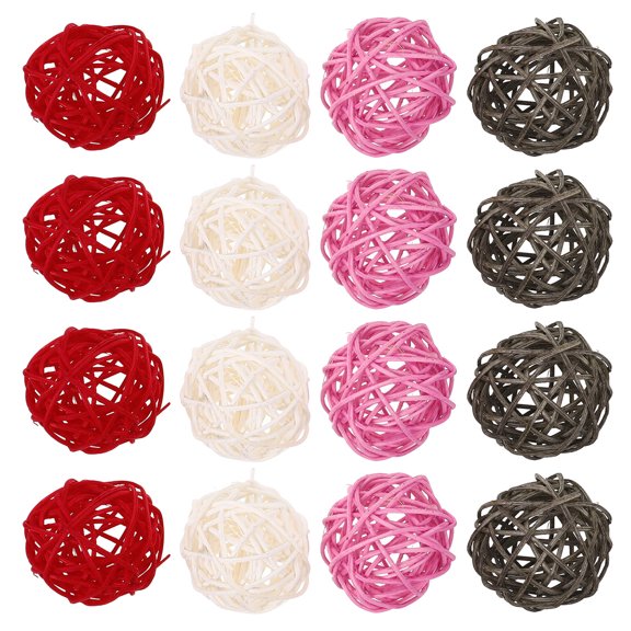 FENGGUIQU 24Pcs Natural Rattan Wicker Balls Assorted Colors Vase Fillers for Home Decor