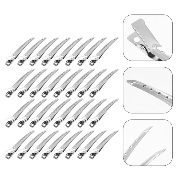 FENGGUIQU 24Pcs Stylish Silver Hair Clips for Haircut Sectioning Barber Salon Hairdressing Accessories