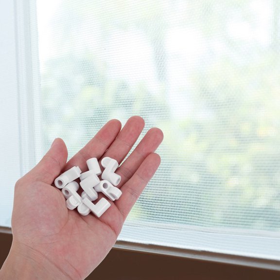 FENGGUIQU 24Pcs White Plastic Screen Installation Clips with Screws for Windproof Window Screen Replacement