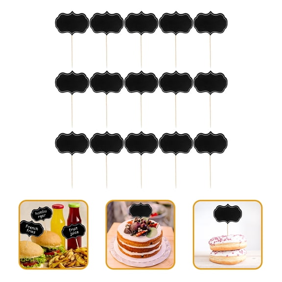 FENGGUIQU 24pcs Cheese Board Flags Food Labels Black Wood Photo Props Caterers Birthdays