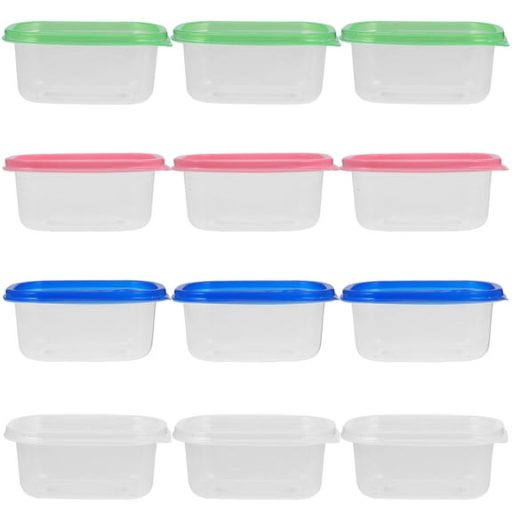 FENGGUIQU 280ML Rectangular Plastic Lunch Boxes Disposable Sealed Food Containers for Fruit Cake 12Pcs