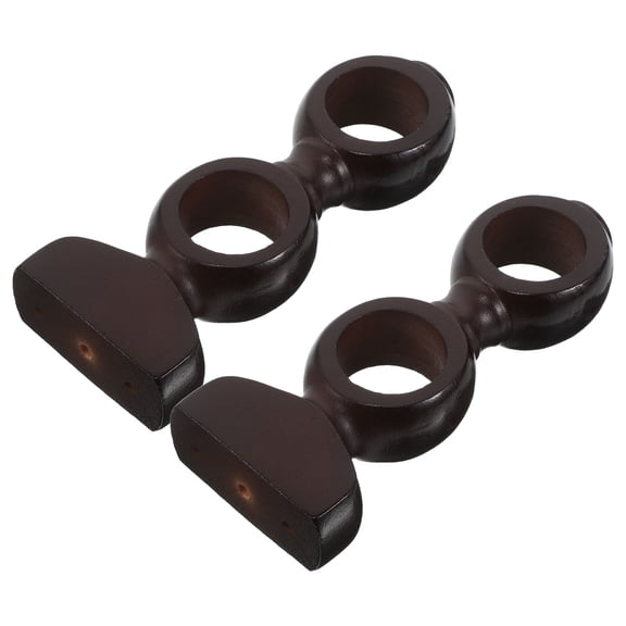 FENGGUIQU 2Pack Heavy Duty Wooden Curtain Rod Bracket Coffee Finish Curtain Rod Holder for Home Use