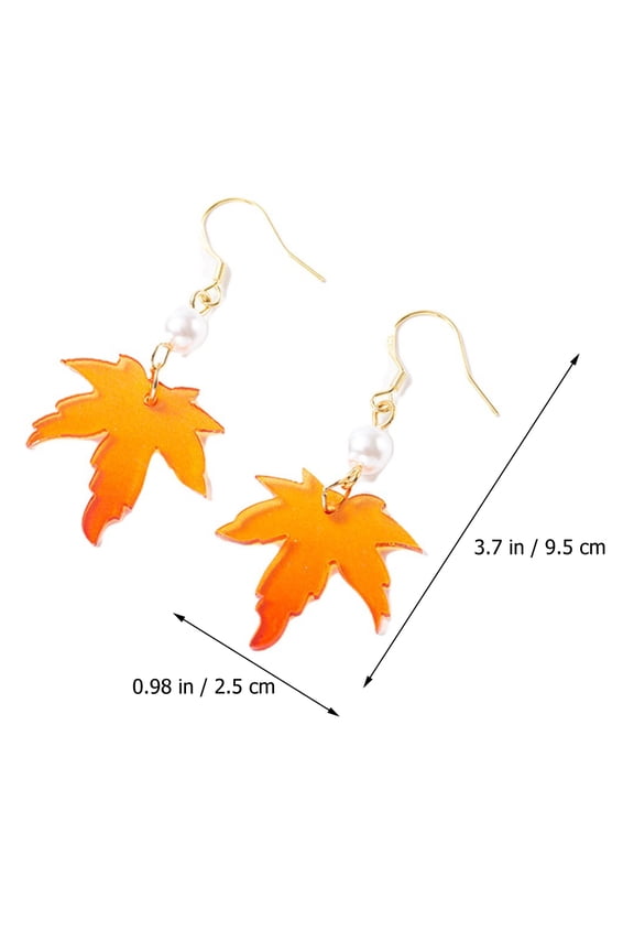 Earrings for Women Maple Leaf Orange Acrylic Face Contour Modification Daily Life and Special Occasions