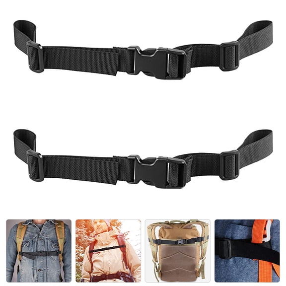 FENGGUIQU 2-Pack Adjustable Black Nylon Backpack Straps with Quick Release Heavy Duty Chest Belts for Outdoor Activities