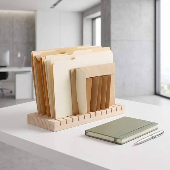 FENGGUIQU 2Pcs Beige Wooden Vinyl Album Display Stand Tabletop Organizer for Workspace