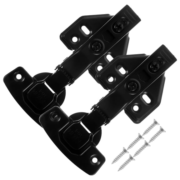 FENGGUIQU 2-Pack Black Self-Closing Pivot Cabinet Door Hinges for Kitchen Cabinets, and Easy to Install